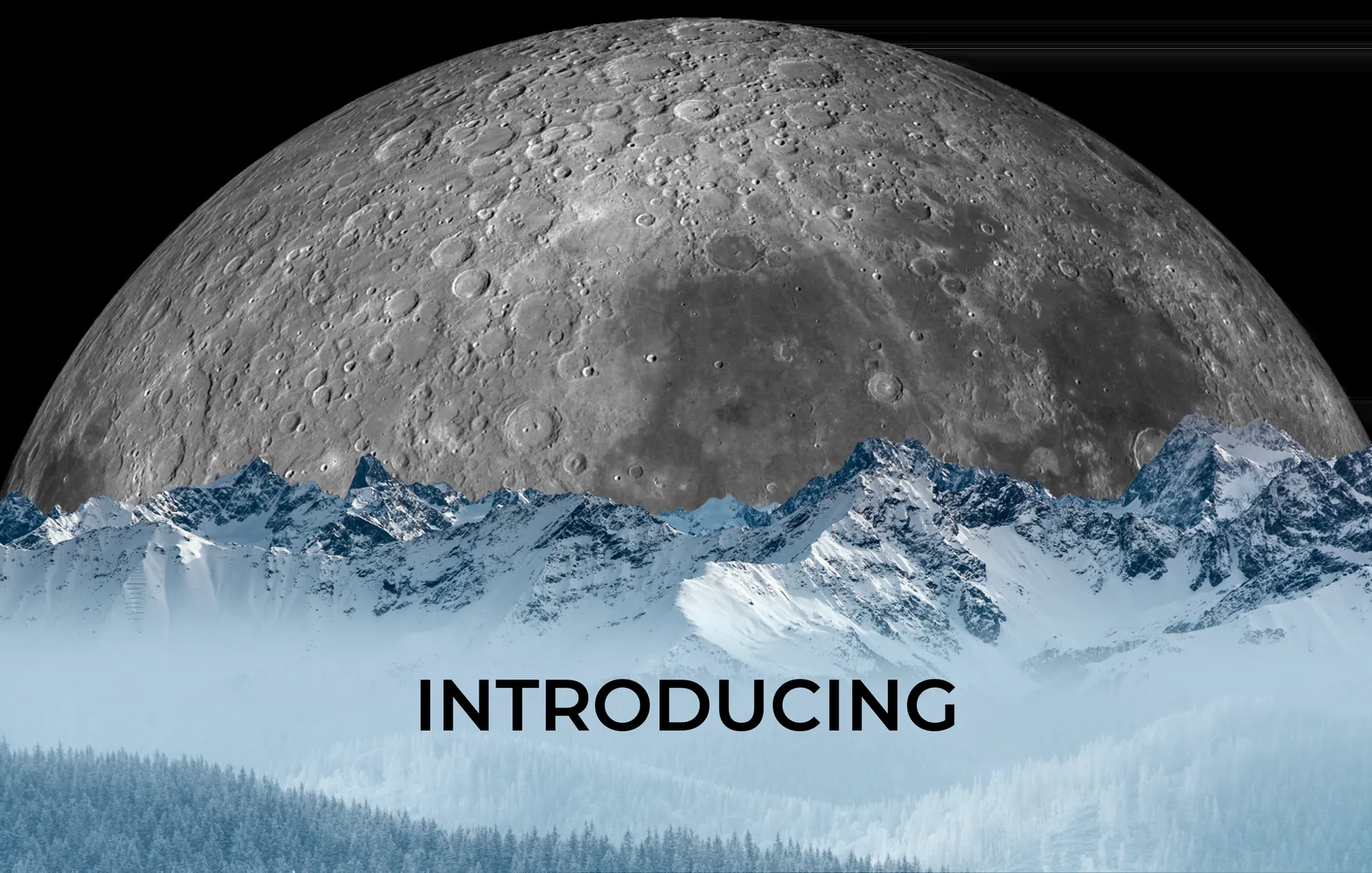 The moon rising over a dark mountain landscape